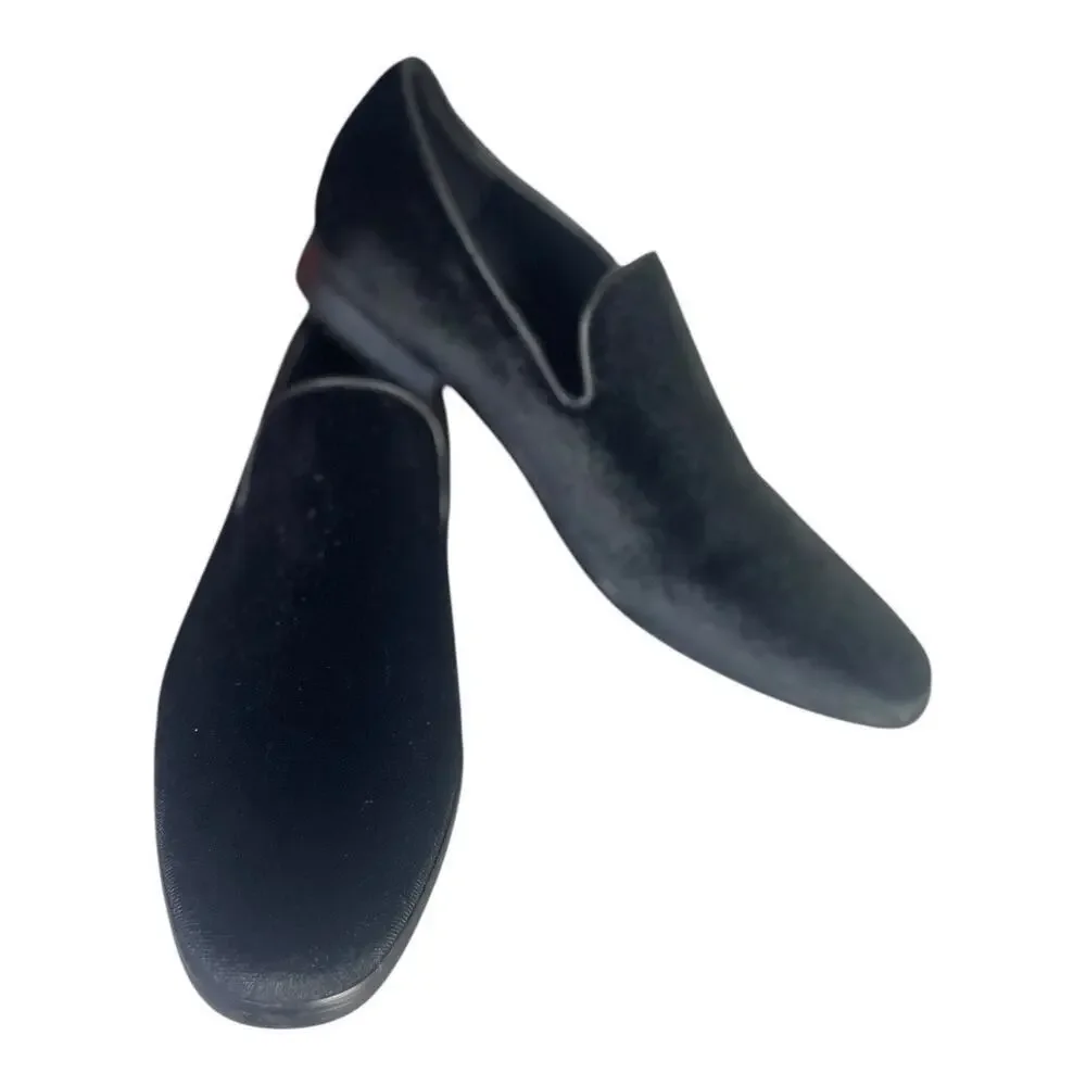 Enzo Romeo Men’s Black Velvet Slip On Dress Loafers Size 11